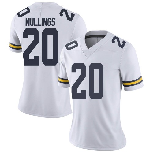 Kalel Mullings Michigan Wolverines Women's NCAA #20 White Limited Brand Jordan College Stitched Football Jersey PQE1654AR